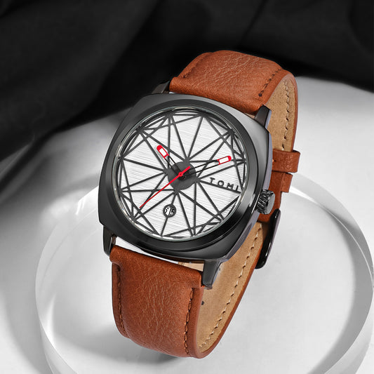 Square Dial Quartz Watch with Calendar